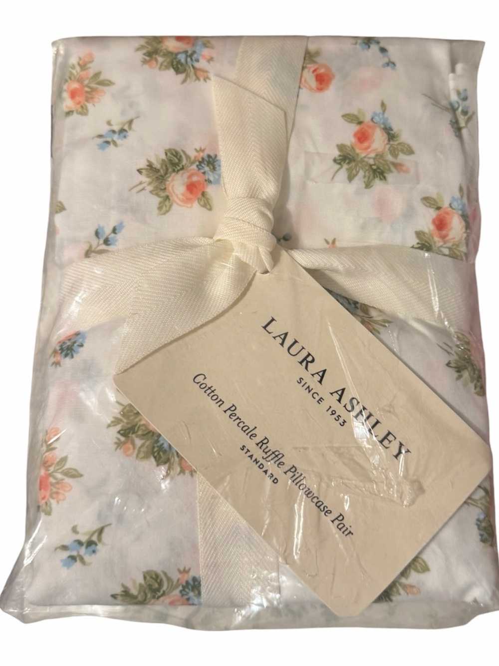 Laura Ashley Orange Floral Ruffled Victoria Pillowcase Set  ~ Cottage Chic - Picture 5 of 5